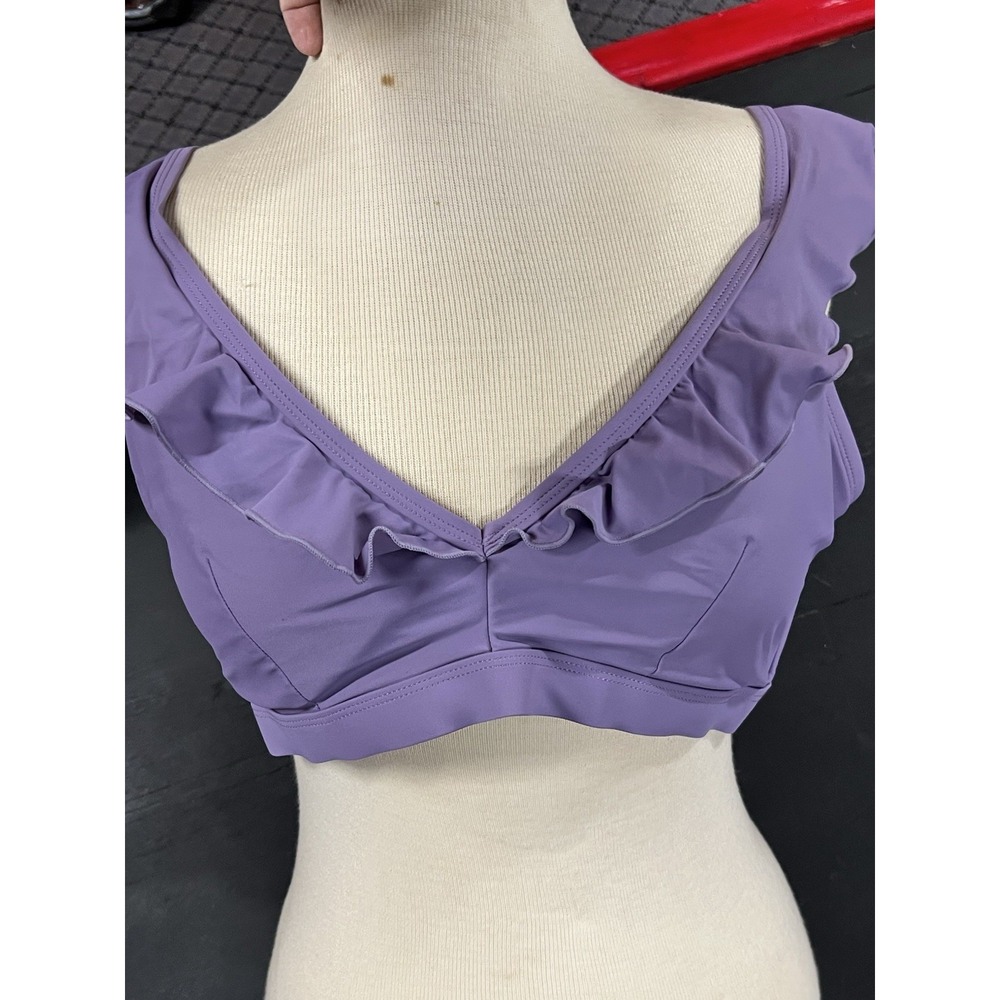 Time And‎ Tru Women Purple Ruffle Neckline Swim Top Only - XL